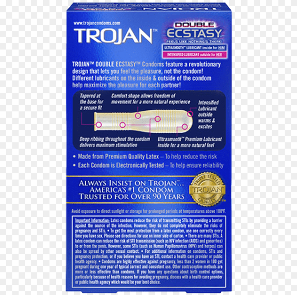 Trojan Double Ecstasy Lubricated Condoms 3 Counts Trojan Bareskin Studded, Brush, Device, Tool Free Png