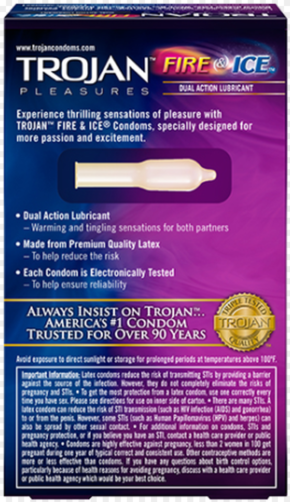 Trojan Fire Amp Ice Lubricated Condoms 3 Counts, Advertisement, Poster Png Image