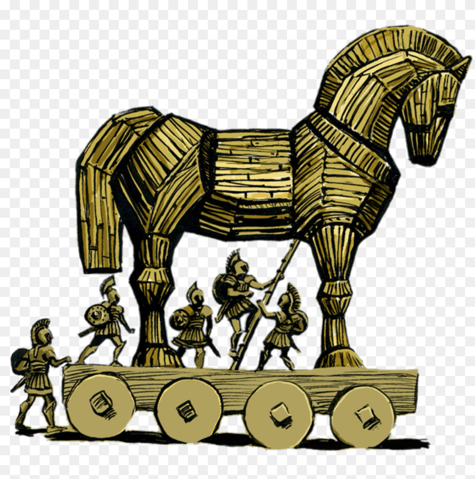 Trojan Horse Illustration, Person, Bronze, Animal, Mammal Free Png Download