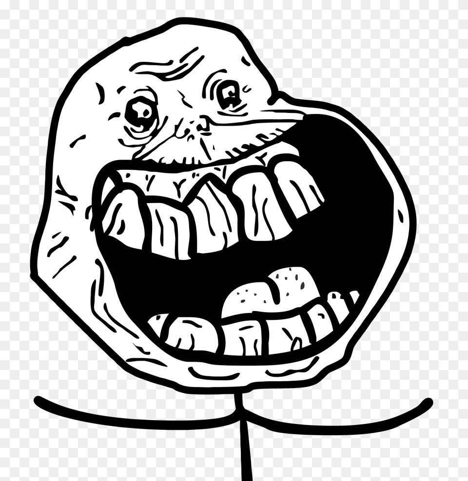 Troll Face Forever Alone 5 Forever Alone Happy Meme, Body Part, Mouth, Person, Stencil Free Png Download