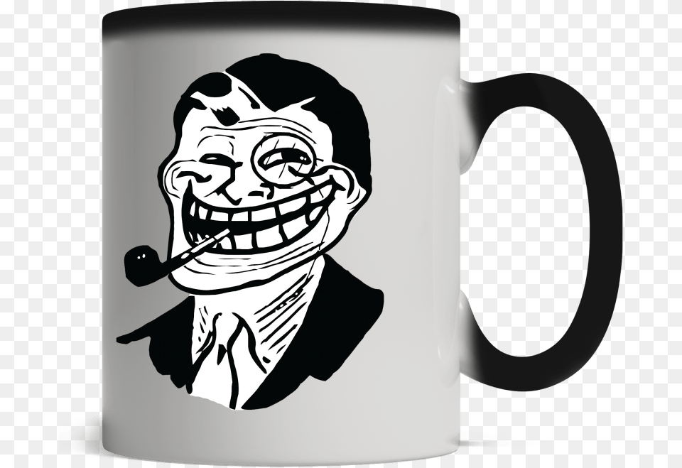 Troll Face Smoking Mug Troll Face Classy, Smoke Pipe, Stencil, Cup, Person Free Png