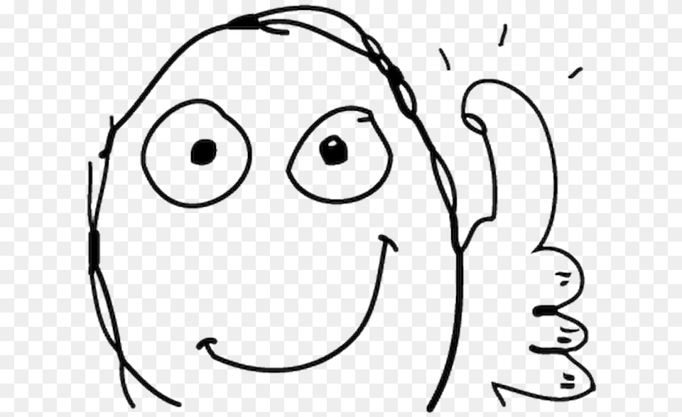 Troll Face Thumbs Up Meme Face, Art, Drawing, Text Png