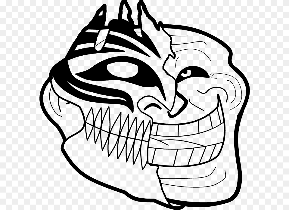 Troll Face Vector Line Art, Gray Png Image