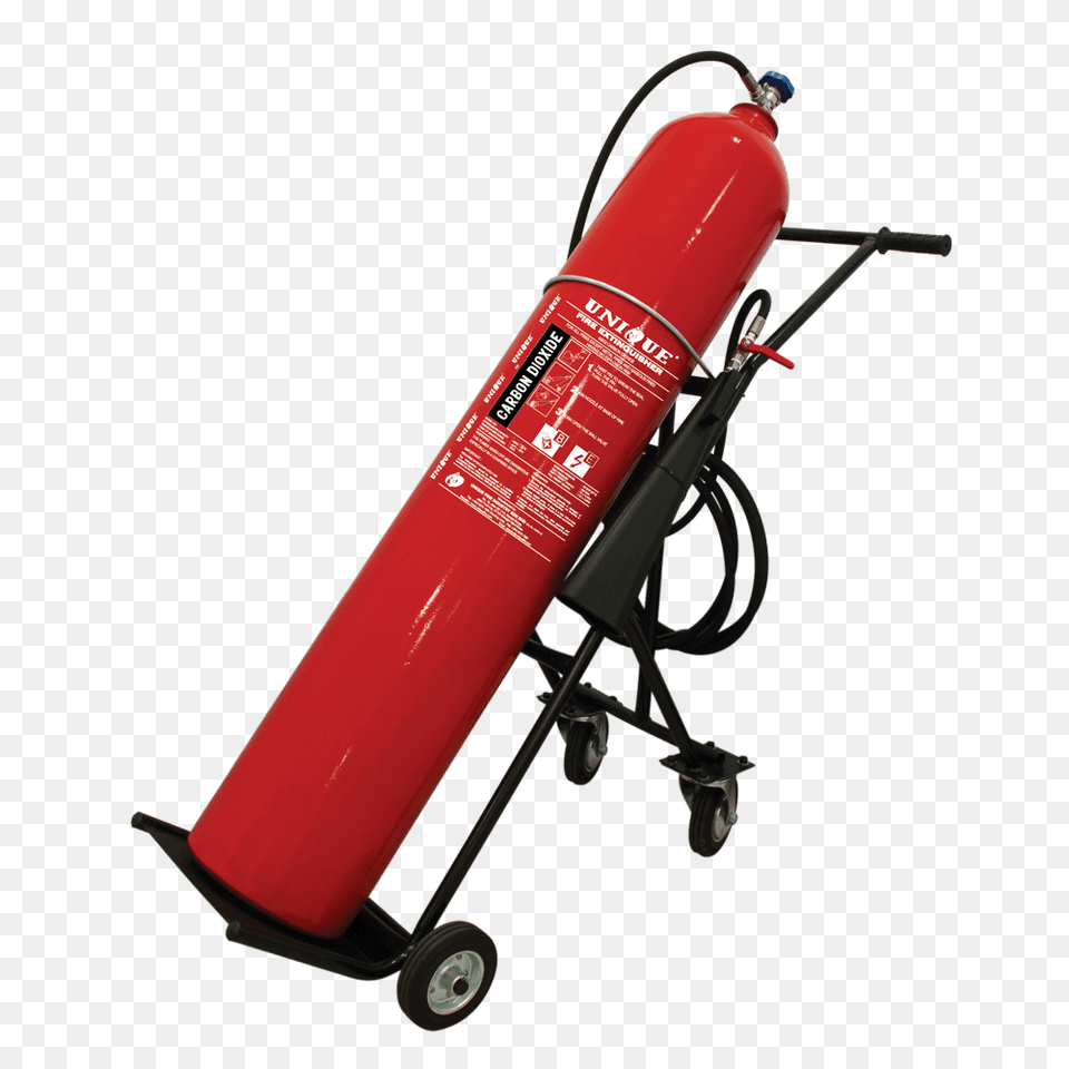 Trolley Type Carbon Dioxide Fire Extinguisher Uniquefire, Cylinder, Device, Grass, Lawn Png