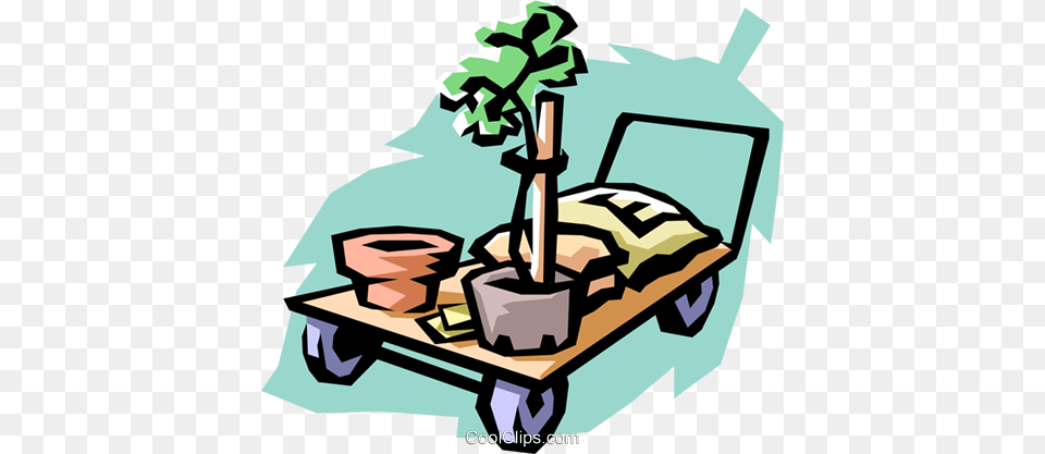 Trolley With Plants Royalty Vector Clip Art Illustration, Plant, Potted Plant, Tree Free Png