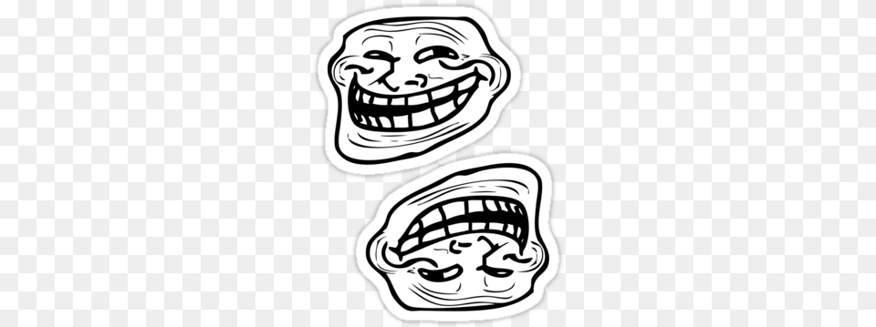 Trollface 2 Sticker Funny Ugly Face Cartoon, Stencil, Art, Drawing Free Transparent Png