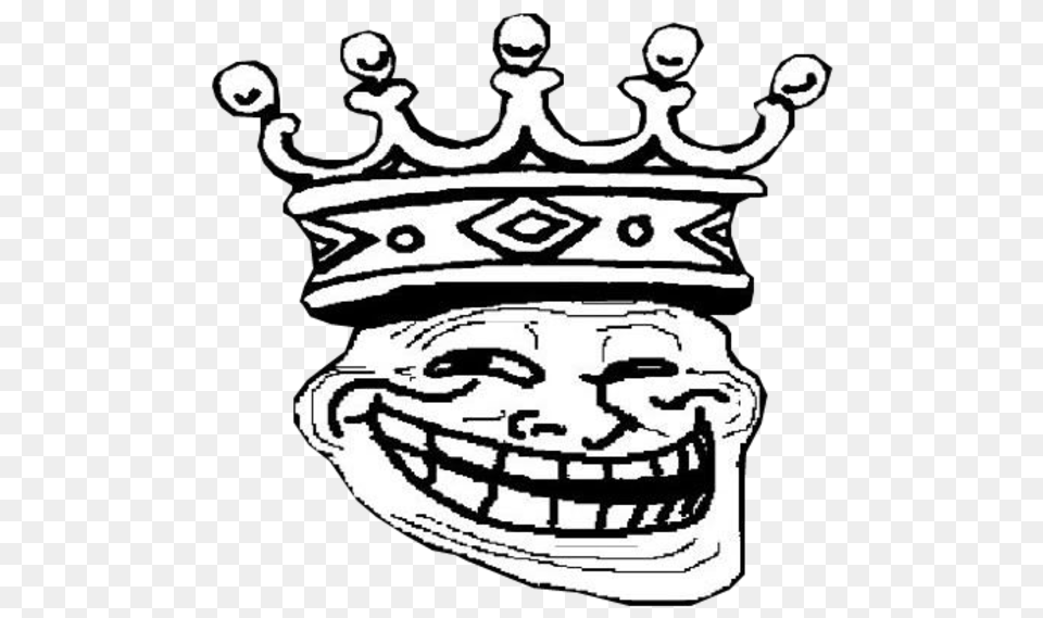 Trollface King Troll Face With Crown, Accessories, Jewelry, Stencil, Symbol Free Transparent Png