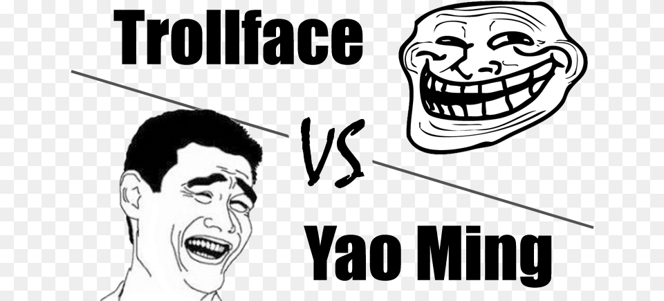 Trollface Vs Yao Troll Face Vs Yao Ming, Stencil, Adult, Male, Man Png