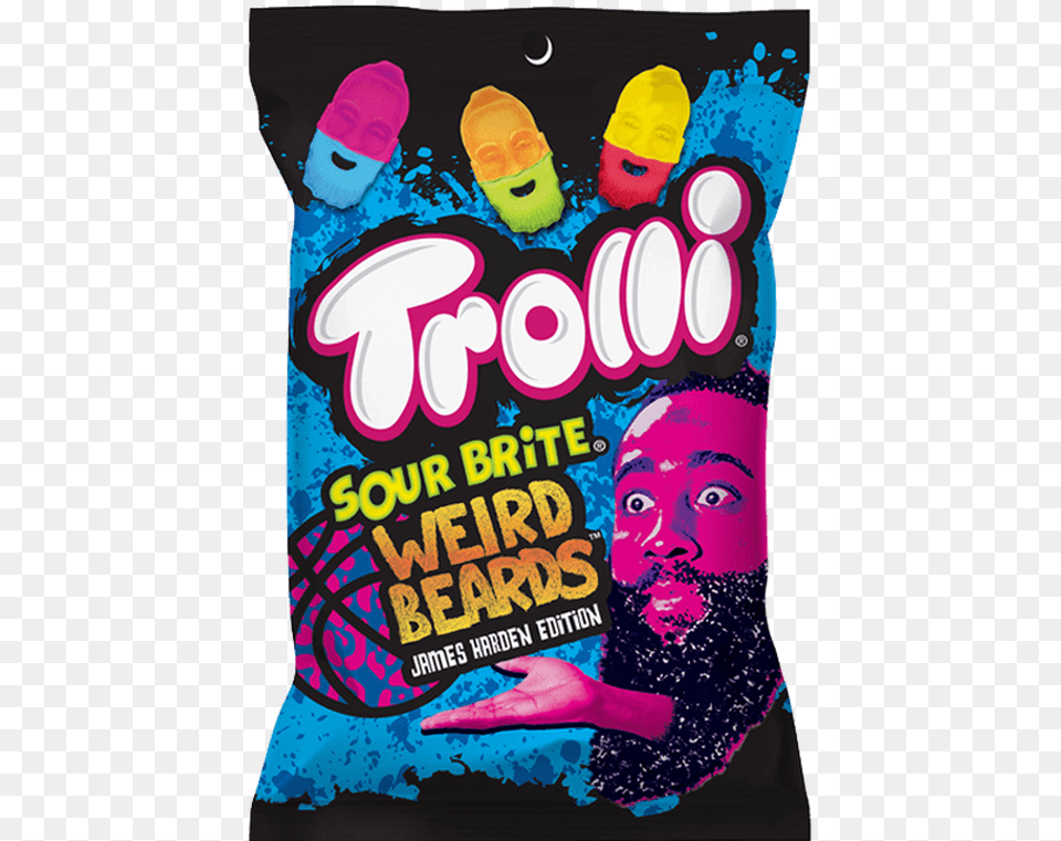 Trolli Sour Brite Weird Beards James Harden Edition 120g Poster, Food, Sweets, Face, Head Png