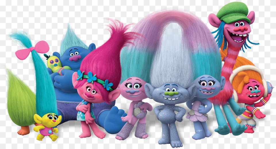 Trolls Full Group, Toy, Face, Head, Person Png Image