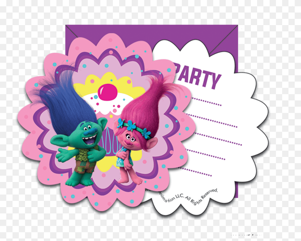 Trolls Invitations, Graphics, Art, Mail, Greeting Card Free Png Download