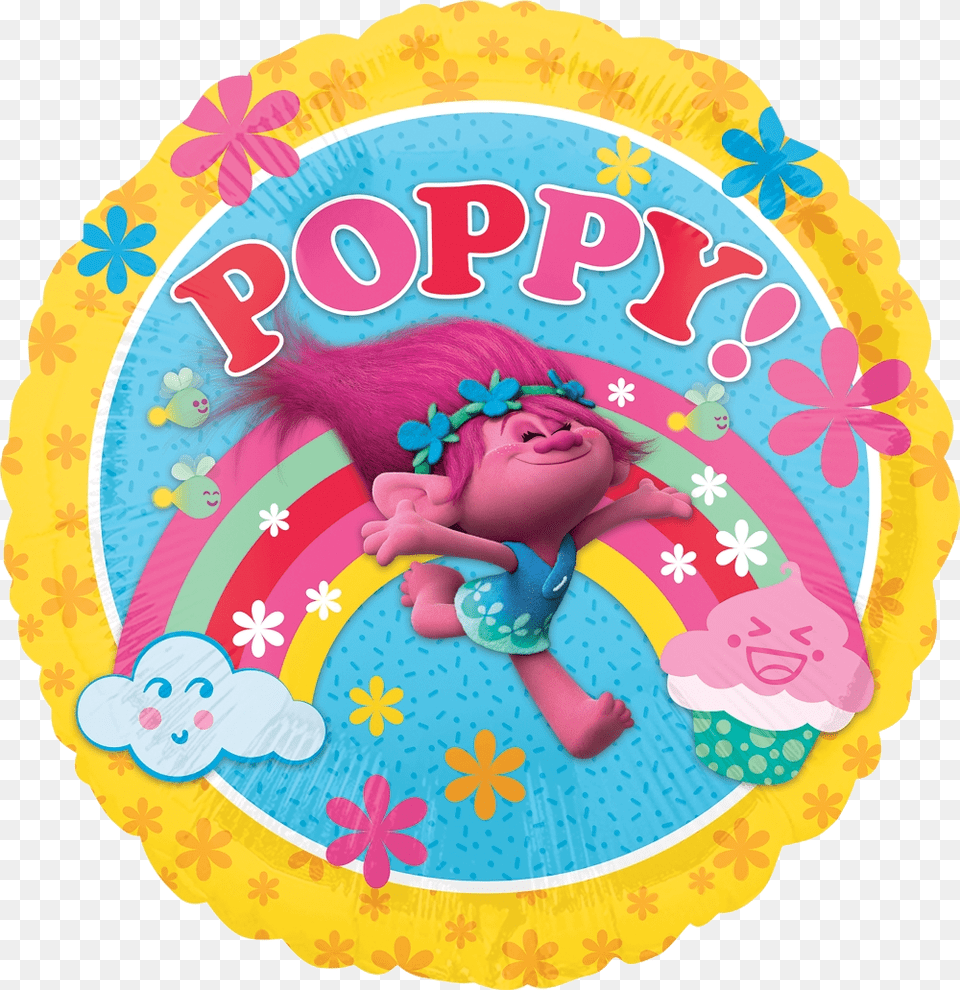 Trolls Poppy Balloon Trolls Balloon, Birthday Cake, Cake, Cream, Dessert Png Image