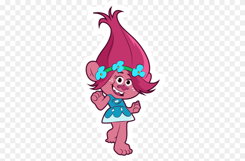 Trolls Queen Poppy Sticker Sticker Mania Fictional Character, Baby, Person, Hat, Clothing Free Transparent Png