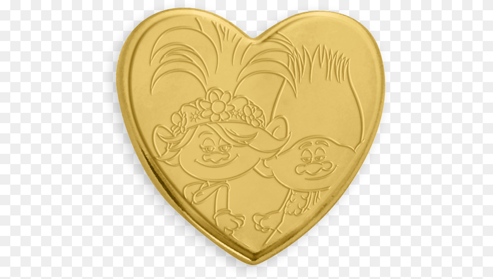 Trolls World Tour Pin Heart, Gold, Plate, Accessories, Jewelry Free Png