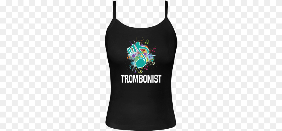 Trombone Player Spaghetti Tank Tops Has Number 1 Quote Inktastic Number 1 Band Director Marching Season Music, Clothing, Tank Top, Coat, Swimwear Png Image