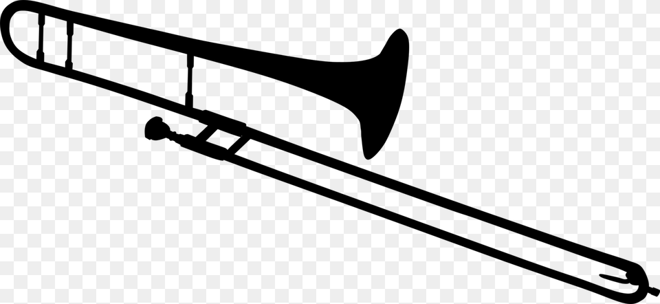 Trombone Silhouette Musical Instruments Mellophone Trumpet, Gray Free Png