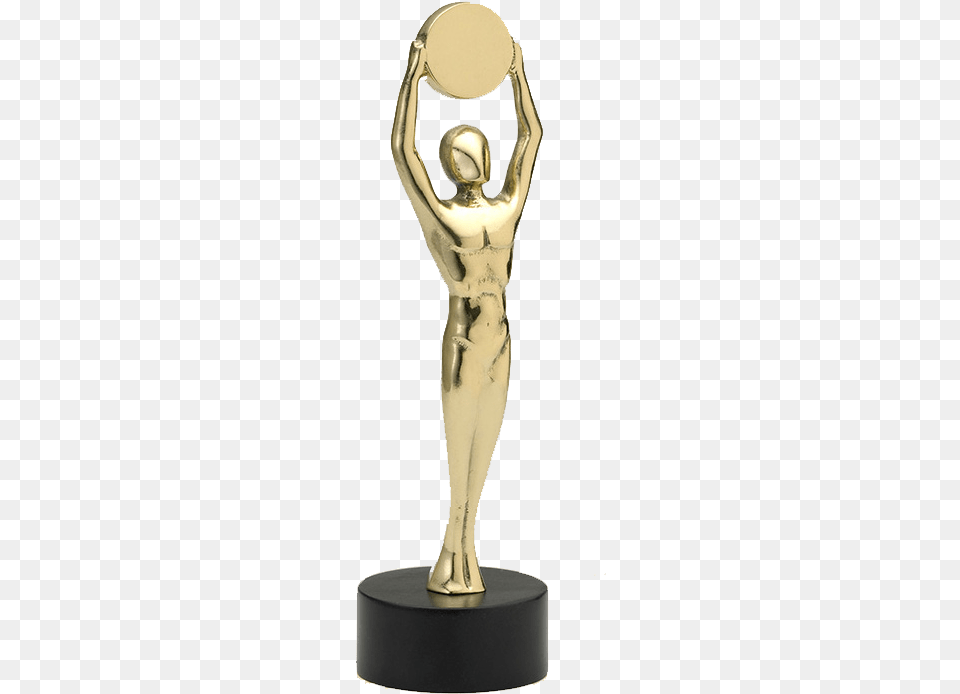 Trophe Oscar En Bronze Jaune Massif Finition Polie Figurine, Trophy, Adult, Female, Person Png Image