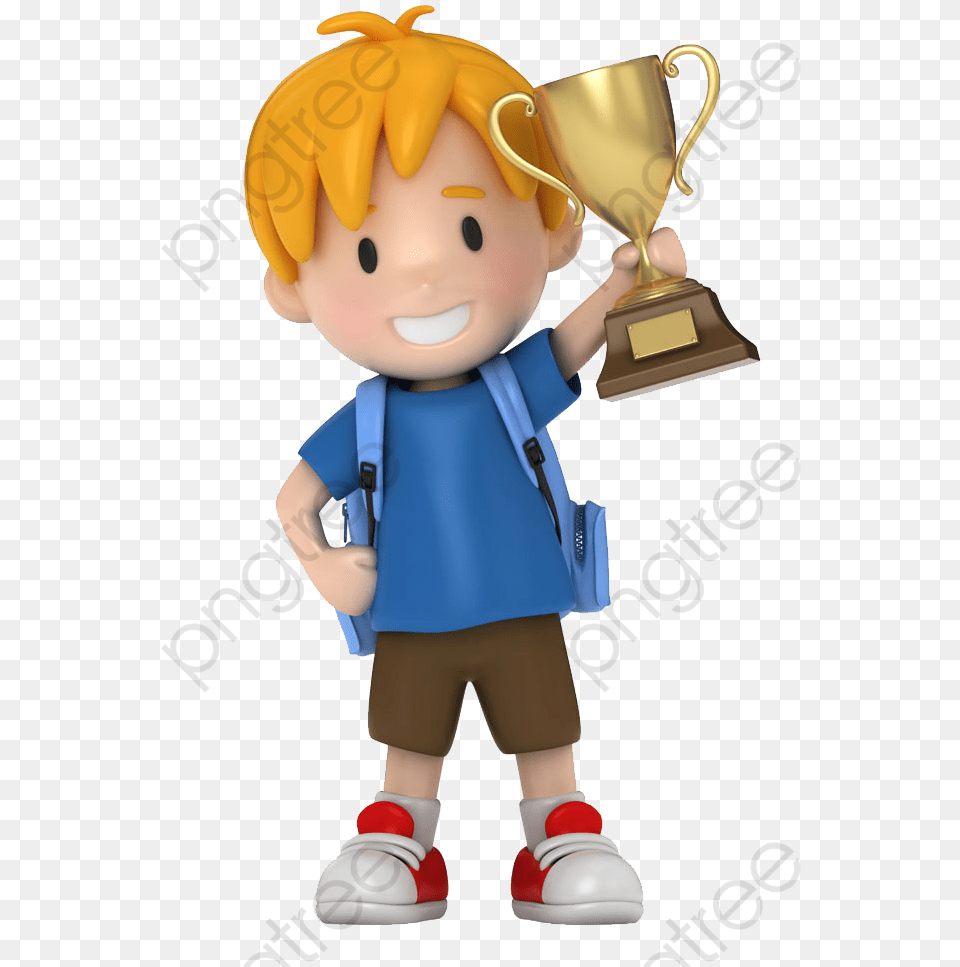 Trophy Clipart Kids Boy With Trophy, Doll, Toy, Face, Head Free Png