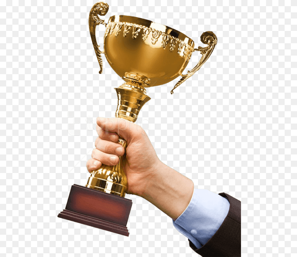 Trophy Images Background Award In Hand, Bottle, Cosmetics, Perfume, Smoke Pipe Png Image
