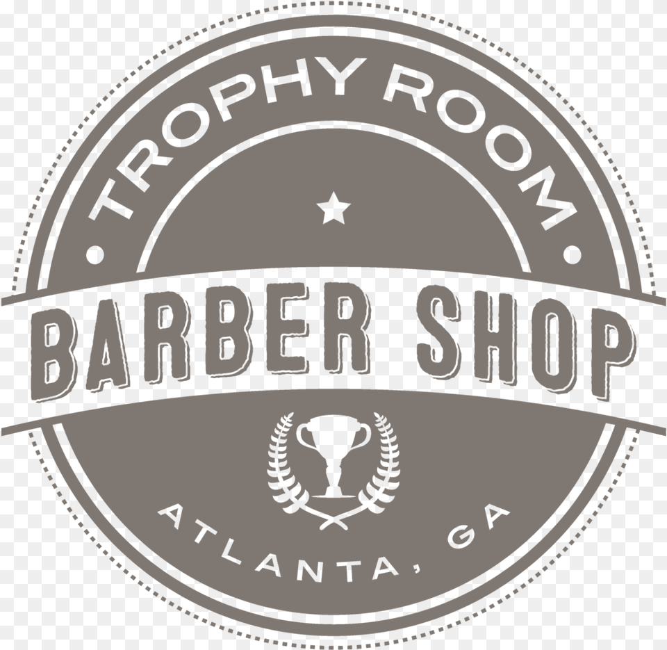 Trophy Room Logo Grey Emblem, Alcohol, Beer, Beverage, Lager Png Image