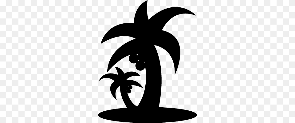 Tropical Beach Palms Trees Silhouette Free Vectors Logos, Gray Png Image