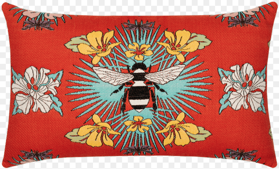 Tropical Bee Red Lumbar Decorative, Cushion, Home Decor, Pillow, Pattern Png Image