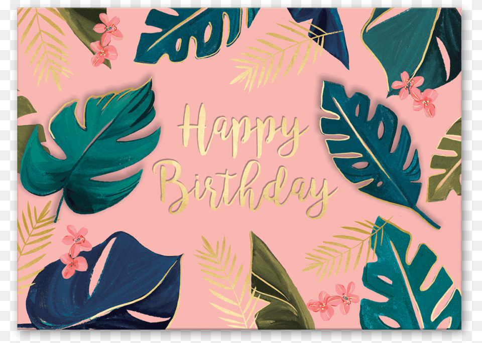 Tropical Birthday Card Pink, Envelope, Greeting Card, Leaf, Mail Png Image