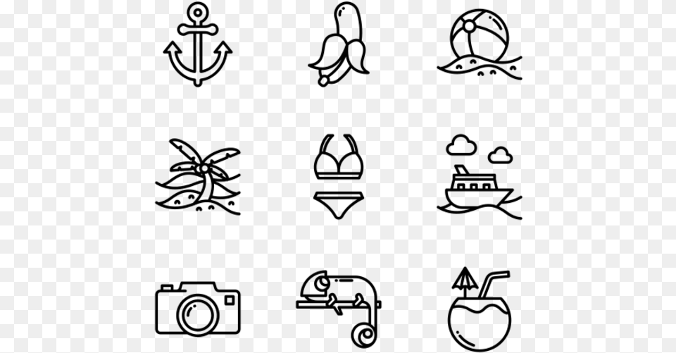 Tropical Christmas Icons Vector, Gray Free Transparent Png