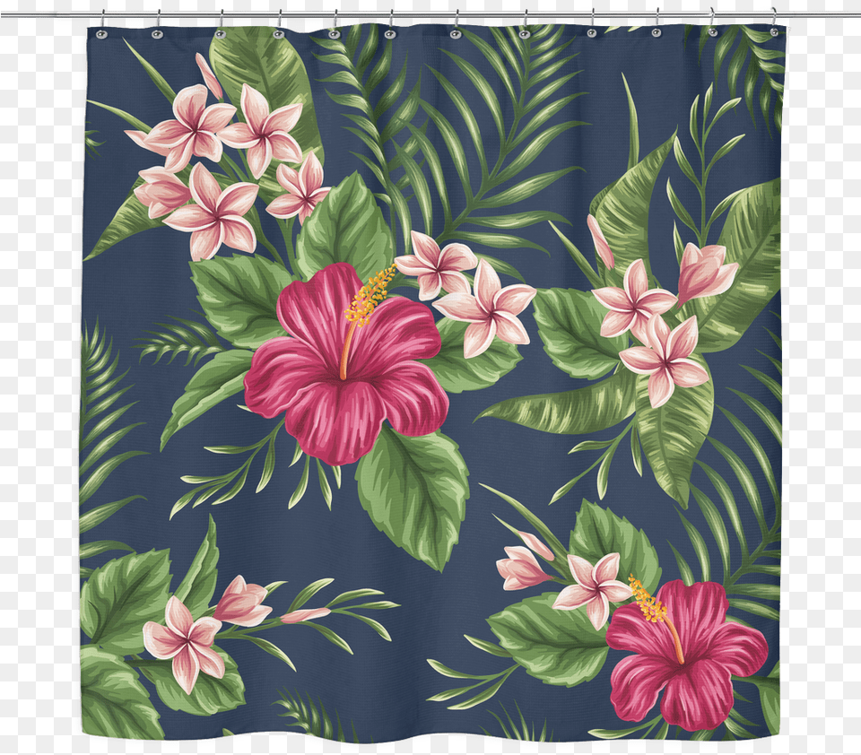 Tropical Floral Pattern Plumeria Hibiscus Flowers, Plant, Curtain, Flower Free Transparent Png