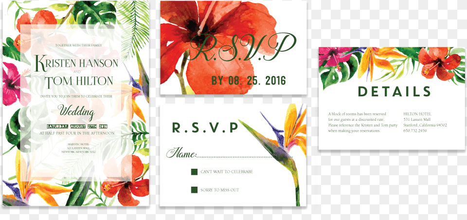 Tropical Flower Invitation Set Fire Lily, Advertisement, Poster, Plant, Text Free Png