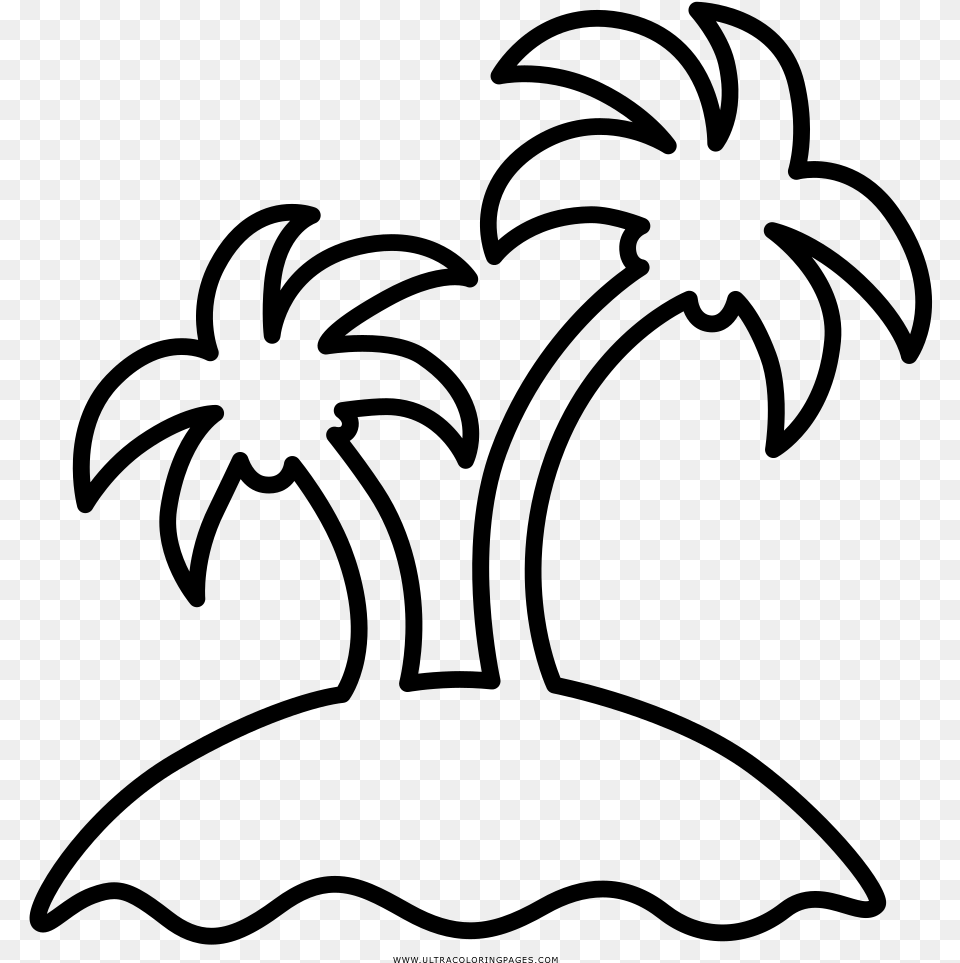Tropical Island Coloring, Gray Free Transparent Png