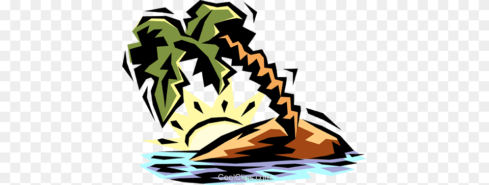 Tropical Island Royalty Vector Clip Art Illustration, Outdoors, Nature, Person, Graphics Free Png