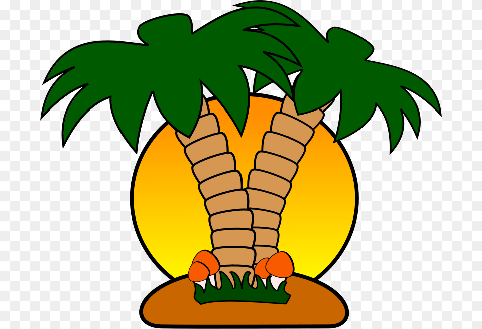 Tropical Island With Palm Trees Clip Art, Plant, Vegetation, Leaf, Animal Png