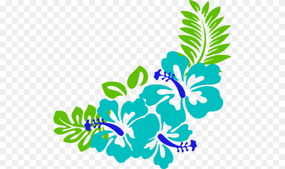 Tropical Leaves Clipart Blue Green Tropical Flowers Clip Art, Flower, Plant, Hibiscus, Floral Design Free Png