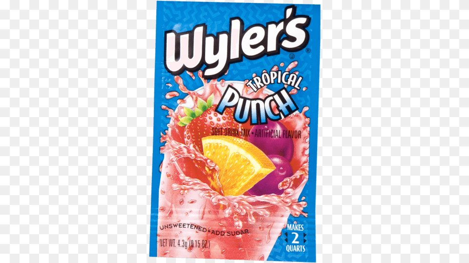 Tropical Punch Wylers Soft Drink Mix Lemonade Flavor 023 Oz, Advertisement, Poster, Citrus Fruit, Food Free Transparent Png