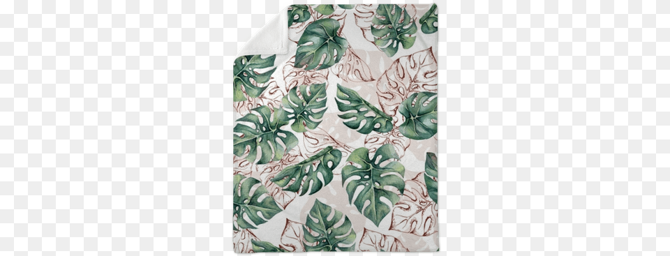 Tropical Seamless Pattern With Watercolor And Outline Wallpaper, Home Decor, Leaf, Plant, Linen Png