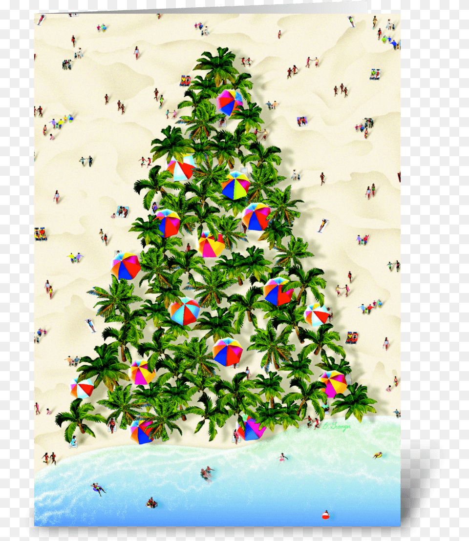 Tropical Tree Greeting Card Christmas Tree, Plant, Festival, Christmas Decorations, Pool Free Png