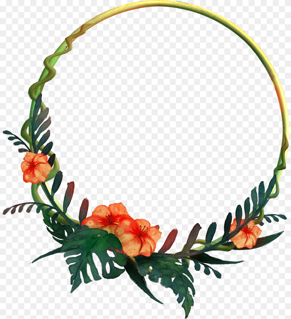 Tropical Watercolor Flower Border, Accessories, Jewelry, Necklace, Plant Png