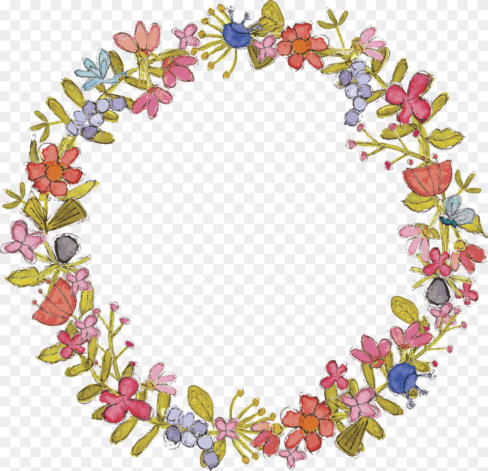 Tropical Wreath Tropical Flower Circle Transparent, Pattern, Embroidery, Plant Free Png Download