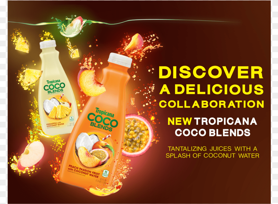 Tropicana Coco Blends Concept Visual, Advertisement, Poster, Beverage, Bottle Free Png