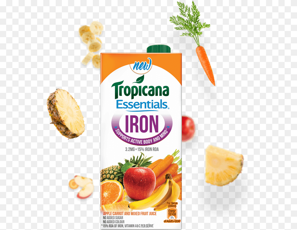 Tropicana Essentials Iron Juice Natural Foods, Produce, Plant, Food, Fruit Free Png