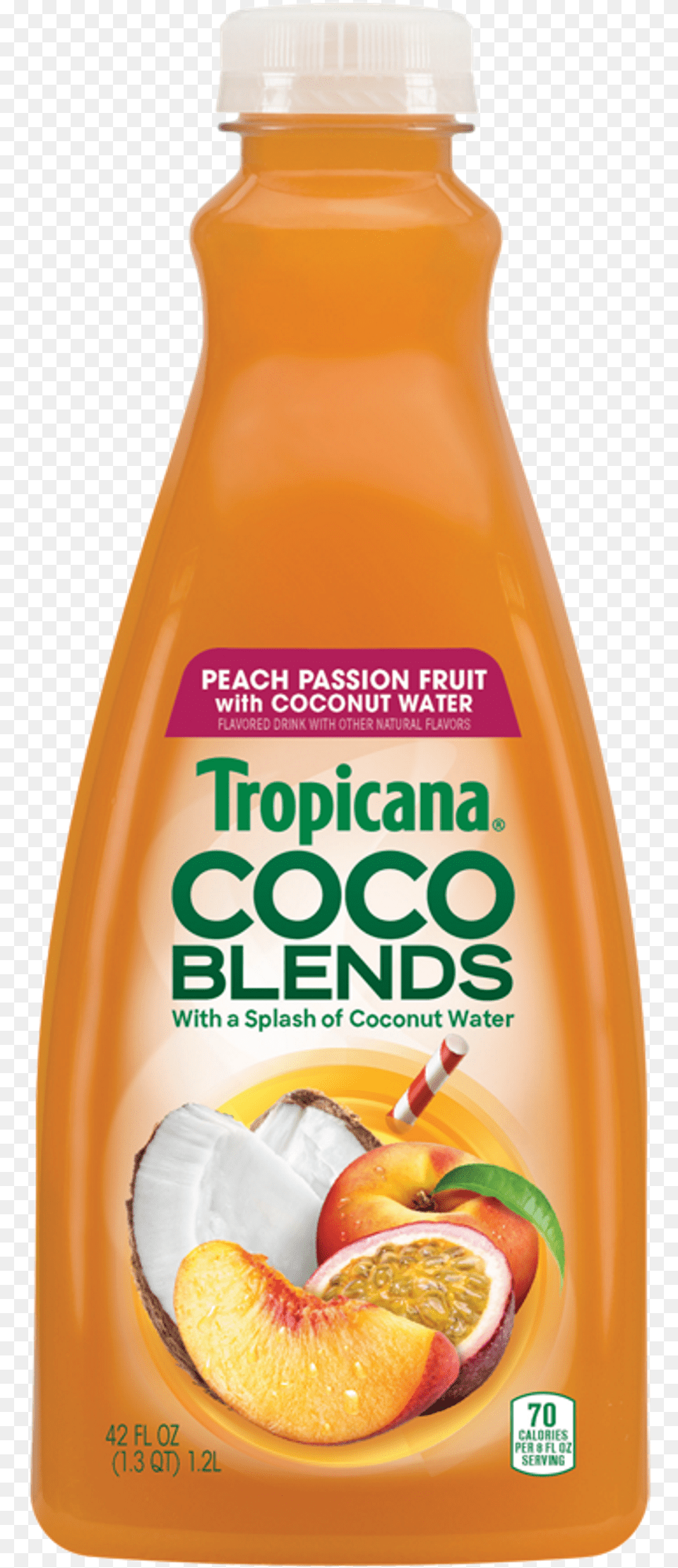 Tropicana Launches Coconut Water Based Juice Drink Tropicana Peach Passion Fruit With Coconut Water Coco, Beverage, Food, Ketchup, Orange Juice Png Image
