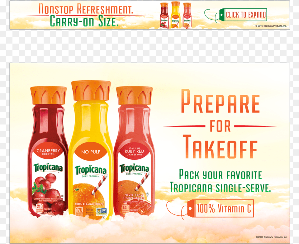 Tropicana Single Serve Airport Promotion Expandable Glass Bottle, Food, Ketchup, Advertisement Free Png Download