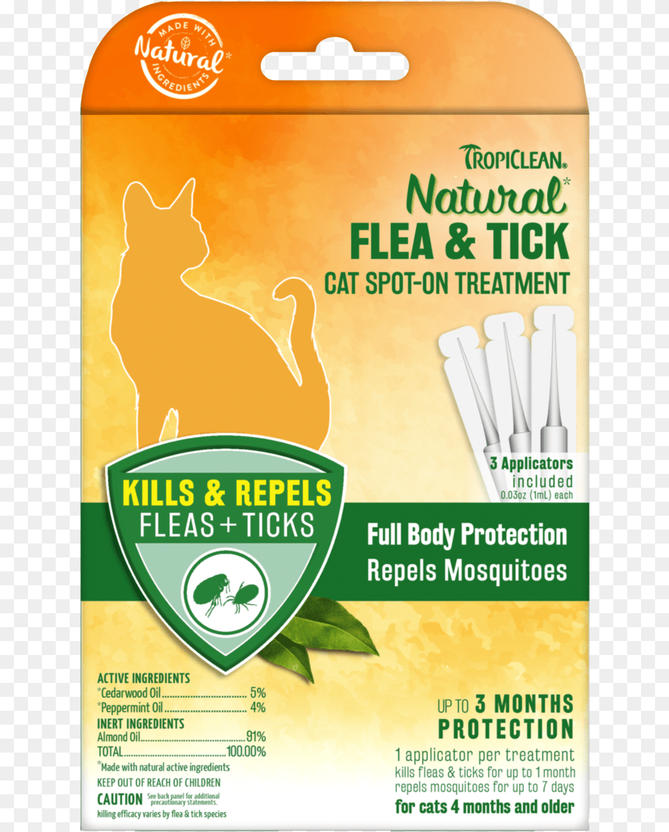 Tropiclean Flea And Tick Cat, Advertisement, Poster, Animal, Mammal Free Png
