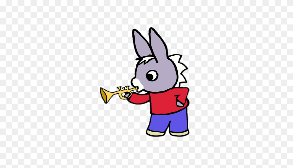 Trotro The Donkey Blowing A Trumpet, Cartoon, Baby, Person, Brass Section Free Transparent Png