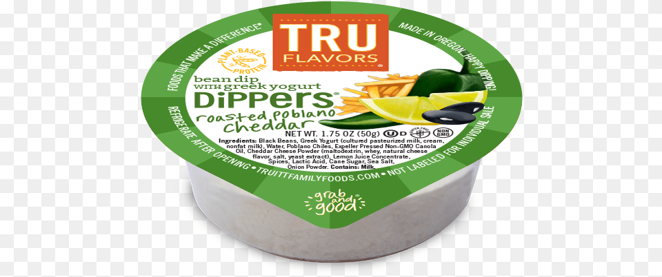 Tru Flavors Roasted Poblano Cheddar Dippers Packaging And Labeling, Citrus Fruit, Food, Fruit, Plant Free Png