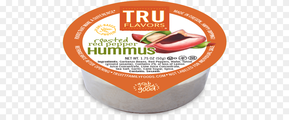 Tru Flavors Roasted Red Pepper Hummus Cups Hummus Cups, Food, Ketchup, Fruit, Plant Png Image