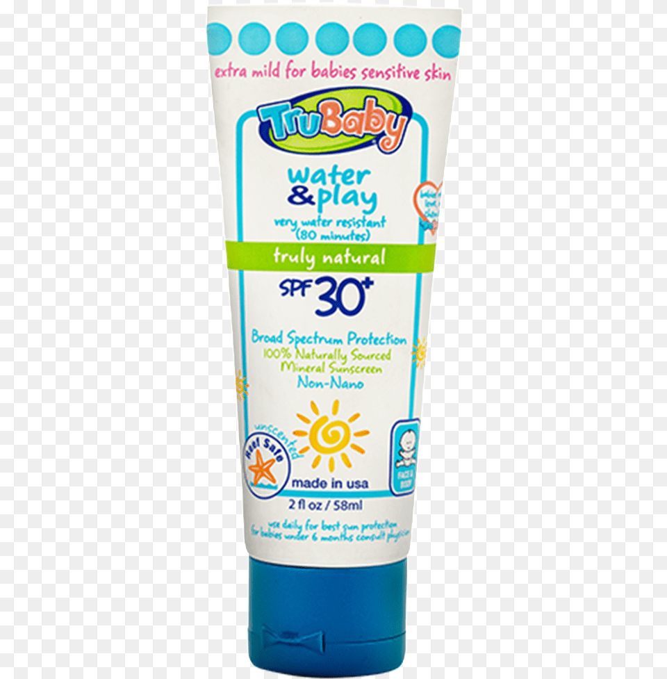 Trubaby Water Amp Play Spf 30 Wrunscented Mineral Sunscreen Trubaby Waterampplay Sunscreen, Bottle, Cosmetics, Lotion, Can Png