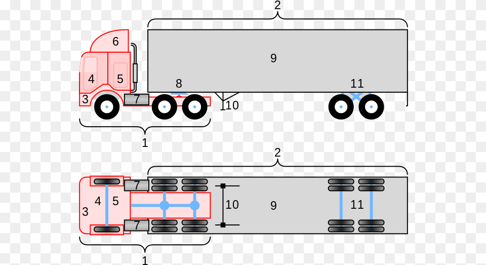 Truck And Trailer Diagram, Trailer Truck, Transportation, Vehicle Free Transparent Png