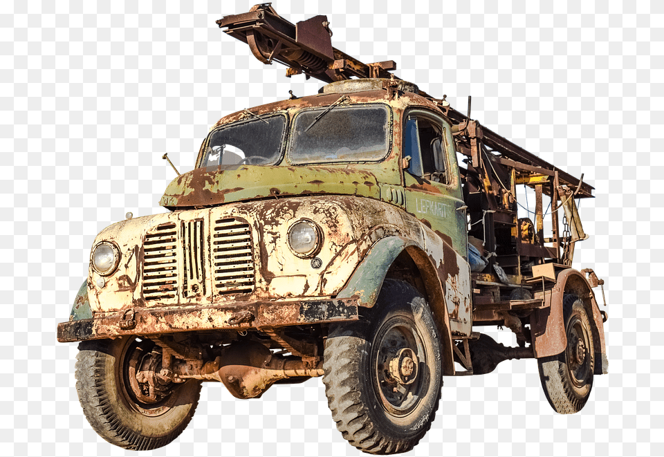 Truck Drilling Rig Old Photo On Pixabay Old Rusty Car, Machine, Wheel, Transportation, Vehicle Free Png